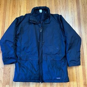 Patagonia Size Large Straight Out Parka Navy Blue Thick Puffy Jacket Coat.